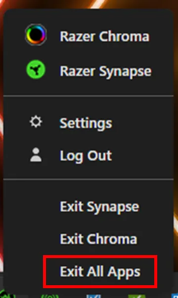Fechar aplicativos Razer