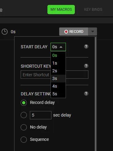 Réglages des délais d’une macro Razer Synapse