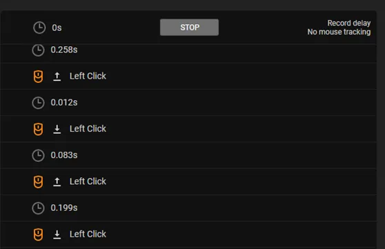 Suite enregistrée de clics et de délais dans Razer Synapse