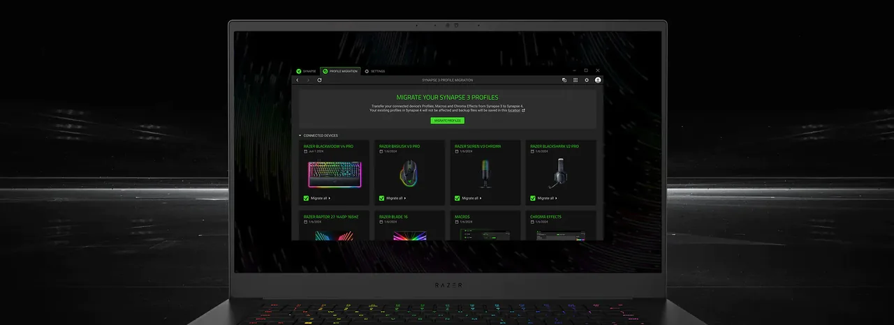 Official Razer Synapse 4 profile migration interface